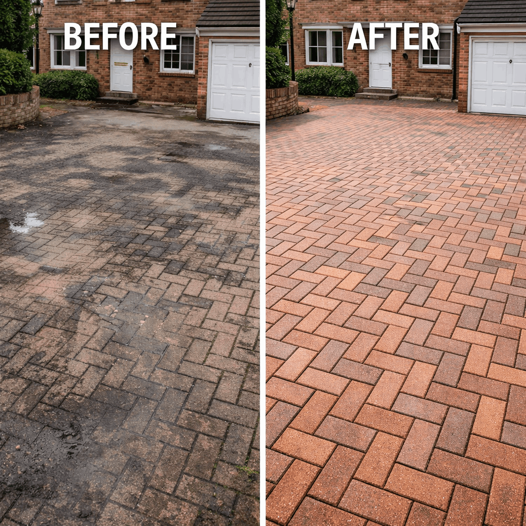 before after driveway cleaning